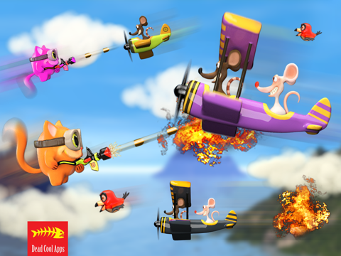 Screenshot #4 pour Airplane Cats vs Rats FREE - Tiny Flying Angry Air Battle Game