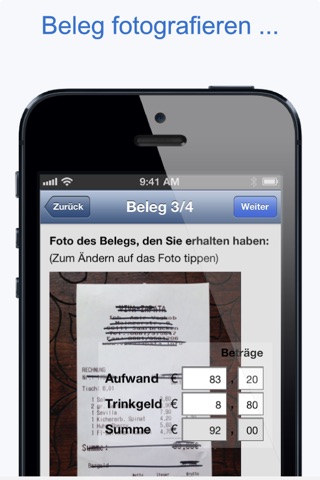 Bewirtung + / Belege und Kosten ganz einfach für die Buchhaltung und Steuern aufbereitet screenshot 3
