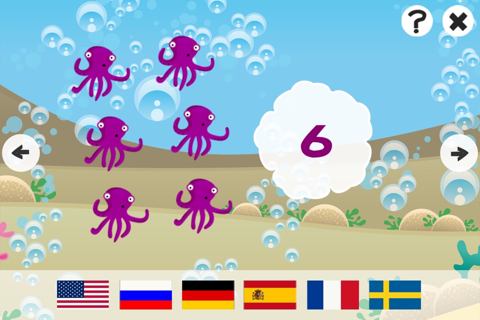 Ocean Counting Game for Children: Learn to count the numbers 1-20 in 7 languages screenshot 4