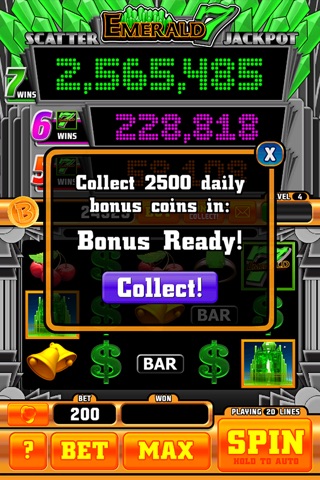 An Emerald 7 Live Jackpot Slot Machine screenshot 3