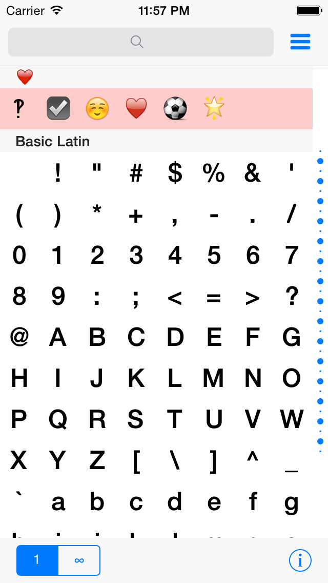 Screenshot #1 pour Unicode :: Table des caractères :: Libre