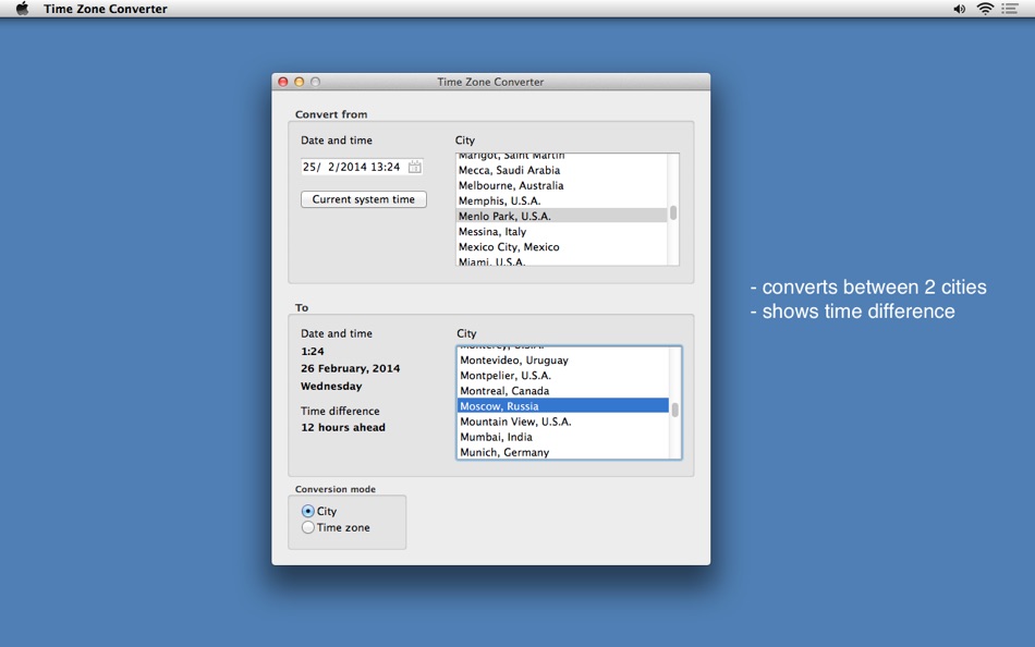Time Zone Converter for Mac OS X - 1.0.1 - (macOS)