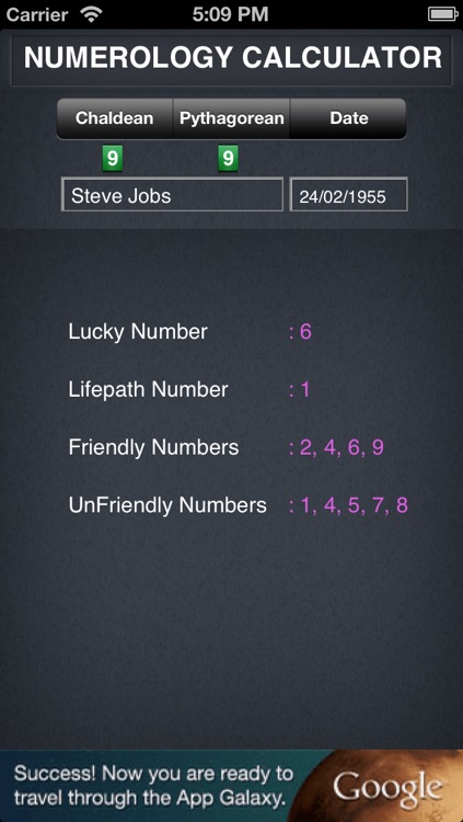 Numerology Calculator by Sathiskumar Govindasamy