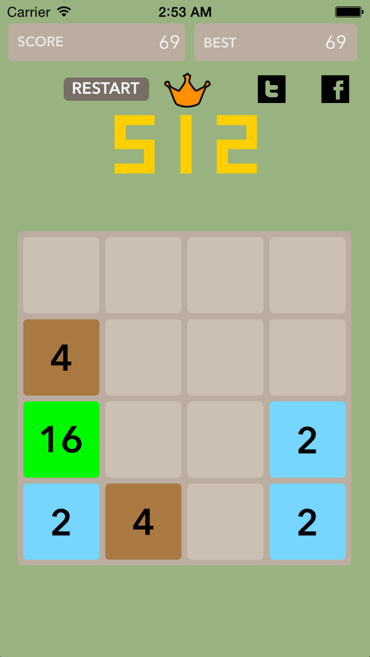 #1. 2048 More Simple Easy Free Puzzle : 512 (iOS) 由: HOBEEC