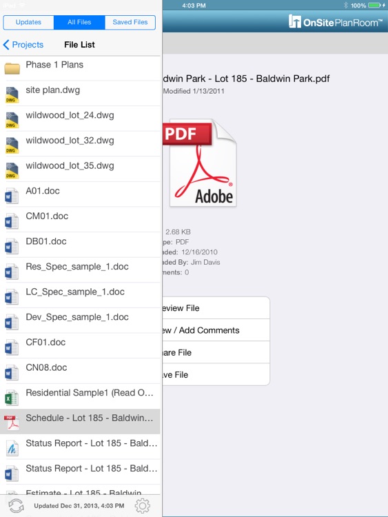 OnSite PlanRoom for iPad