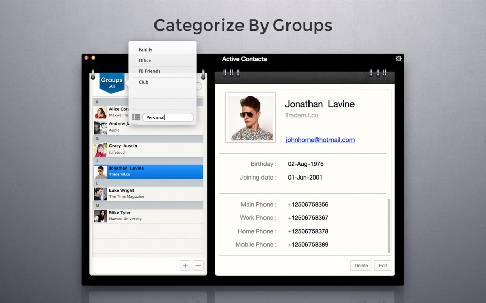 #4. Active Contacts (macOS) By: Sudip Bag