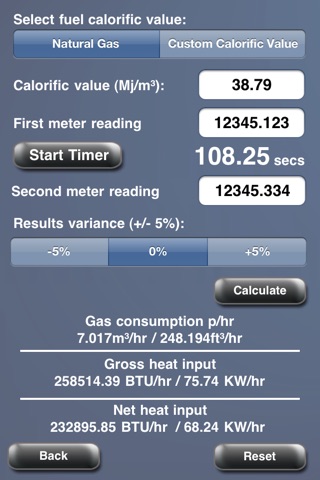 Gas Rate Heat Input Calculator screenshot 3