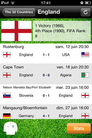 England World Football Calendar 2010 - Ultimate Supporter App screenshot 3