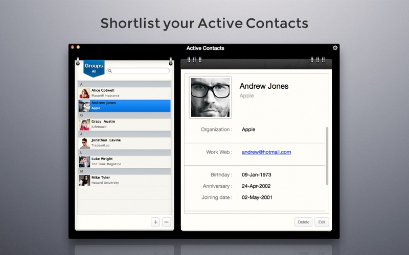 Screenshot #1 pour Active Contacts