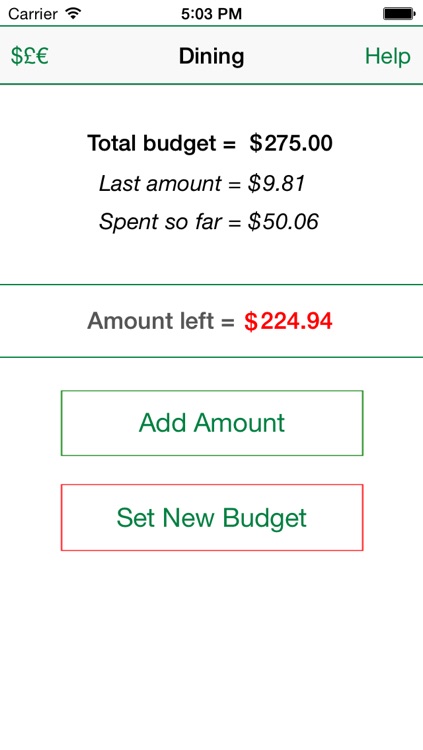 Dining Budget Tracker