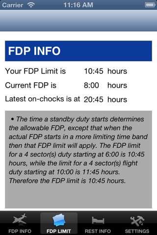 CAP 371 FDP Calculator screenshot 2