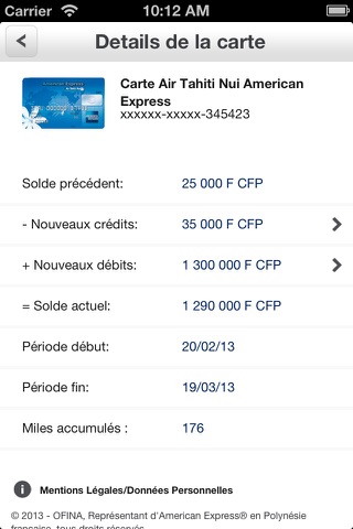 American Express Polynésie française screenshot 2