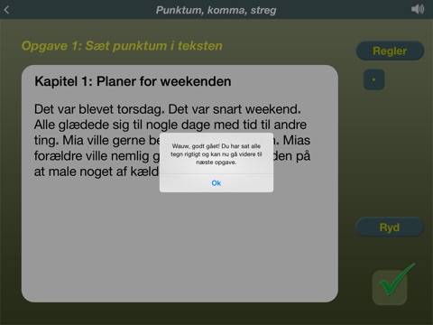 Punktum, komma, streg - grundlæggende grammatikopgaver screenshot 4