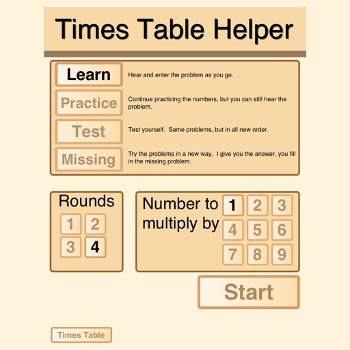 Times Table Helper iOS App