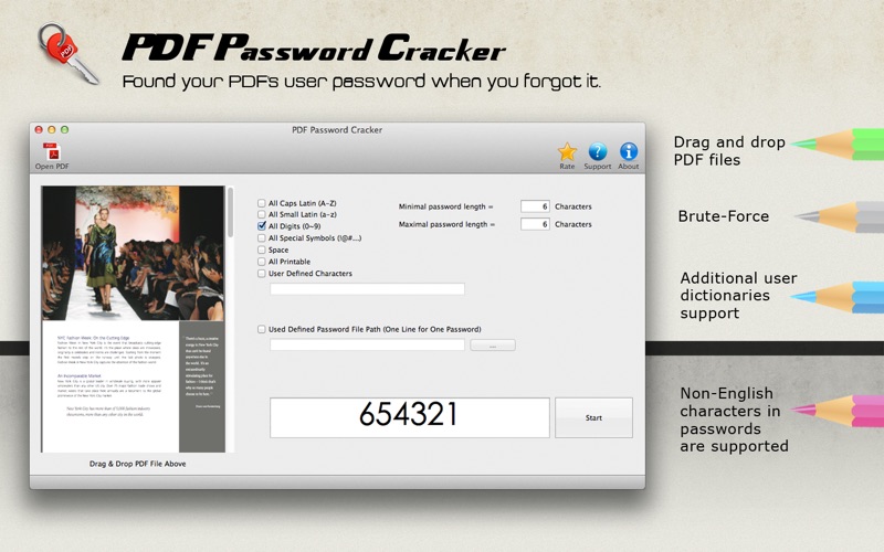 Screenshot #1 pour PDF Password Cracker