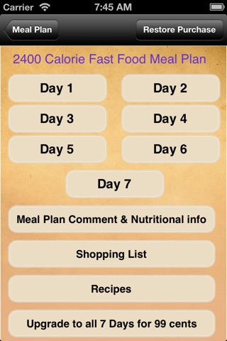 Meal Plans - Smart Fast Food 7 Day Meal Plans screenshot 2