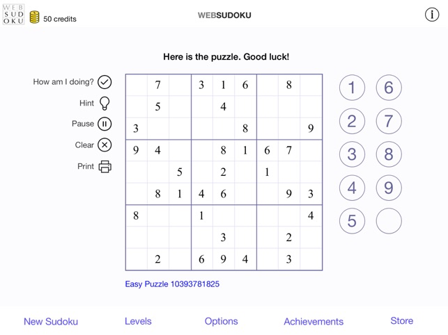 Web Sudoku for iPad and Android
