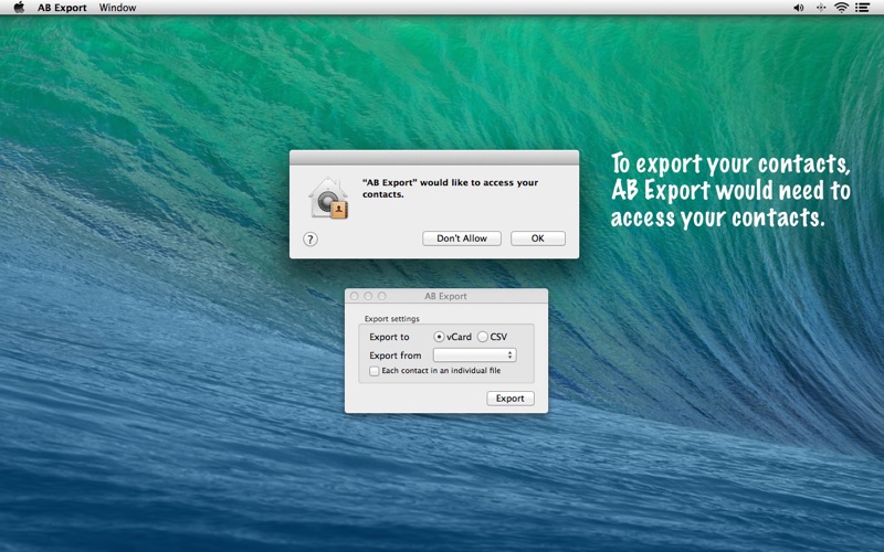 Screenshot #3 pour AB Export - Export Address Book contacts to CSV or VCF