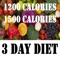 This app provides you with diet plans and samples for 1200 and 1500 calories a day
