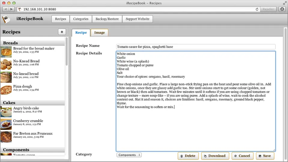 Скриншот IRecipeBook на iPhone 3