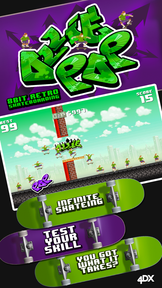 #1. Ollie Pop - 8Bit Retro Skateboarding (iOS) 由: ZXDigital Ltd