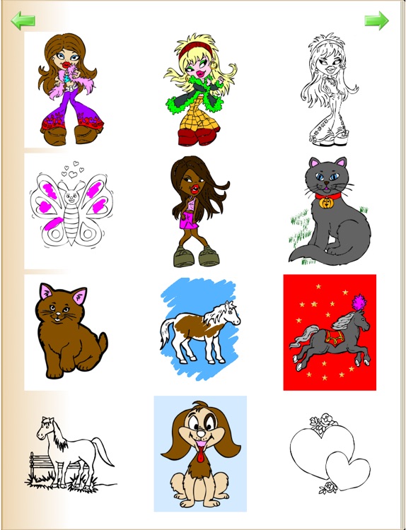 Coloring Book for Girls for iPad with colored pencils - 36 drawings to color with princesses, fairies, horses and more - HD screenshot-4