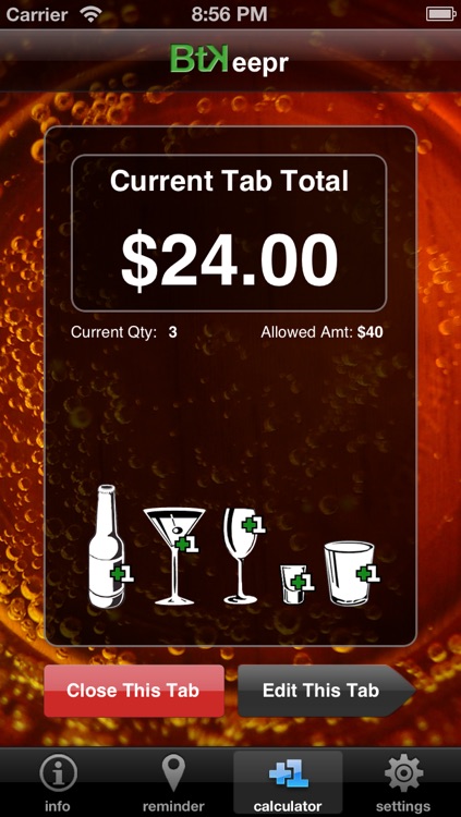 BarTab Keepr : A bill calculator and drink alarm