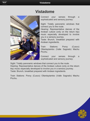 PeruRail app for iPad screenshot 3