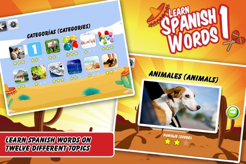 Learn Spanish Words 1 Free: Vocabulary Lessons Flash Cards Game for Beginners screenshot 2