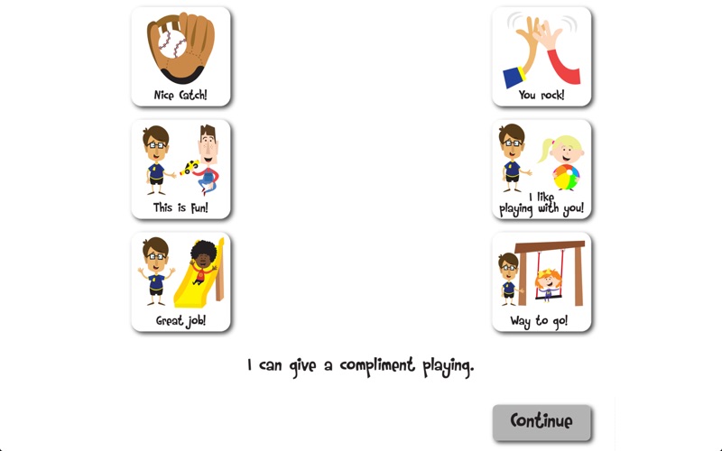 compliments social story and speech tool for preschool, autism, aspergers, down syndrome and special needs iphone screenshot 3