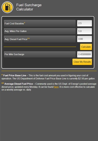 Fuel Surcharge Calculator screenshot 2