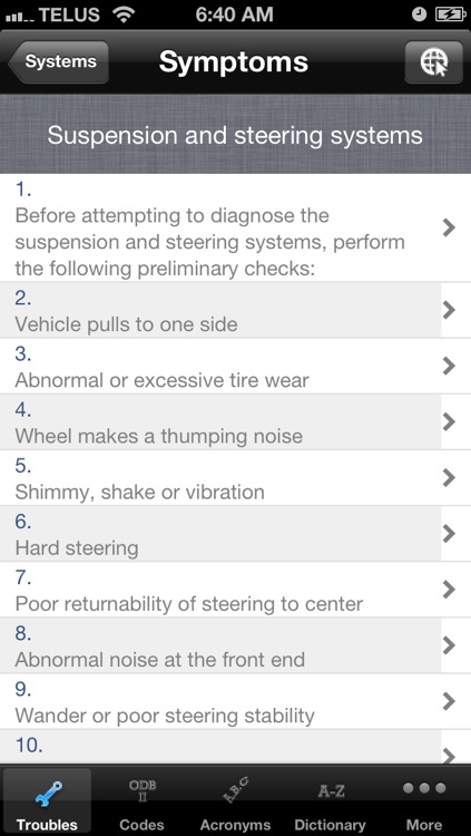 Mechanic Mate - Auto Troubleshooting, OBD-II Trouble Codes, Acronyms and Dictionary