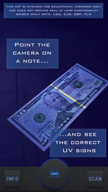 UV Lamp Simulator - Counterfeit Money Check - Bills Secret Security Prank Tool