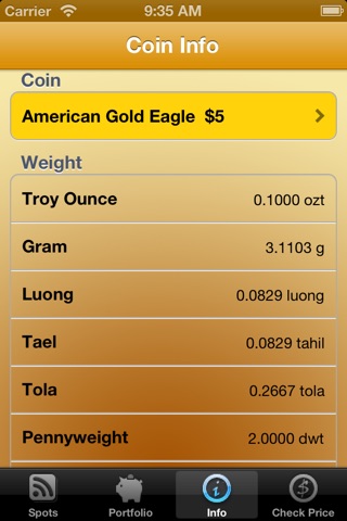 Precious Metal Coin Price Calculator Lite screenshot 3