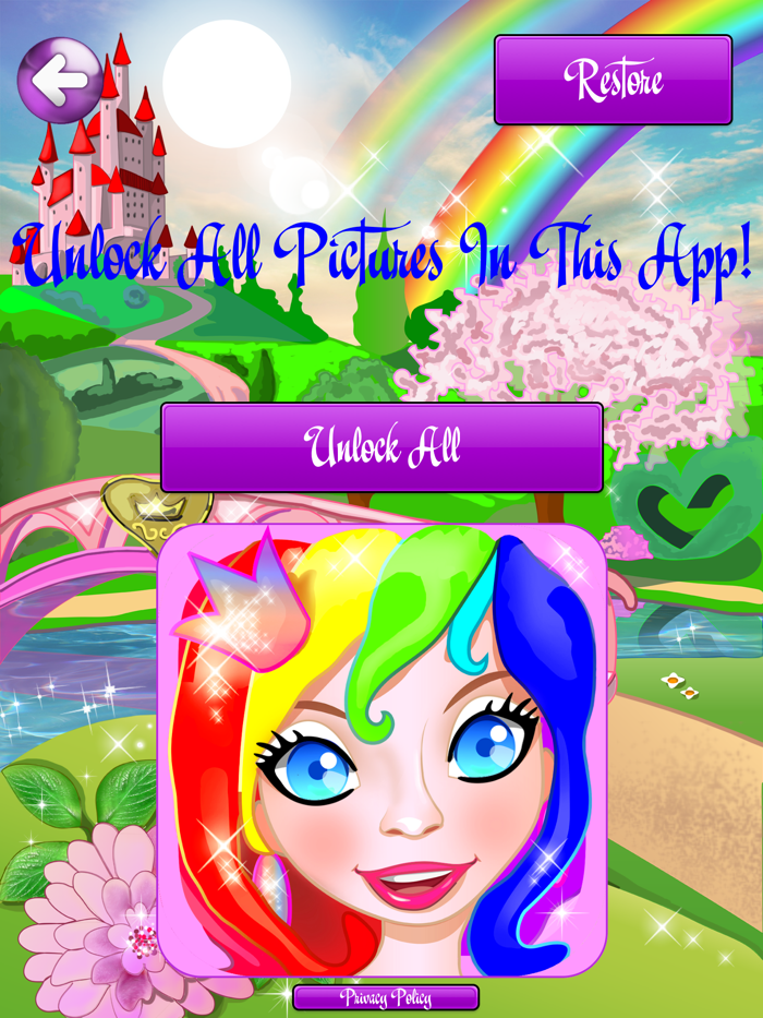 Coloring Pages with Princess Fairy for Girls - Games for little Kids and Grown Ups