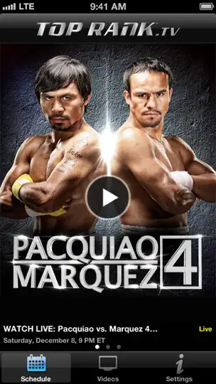 Top Rank TV iPhone Screenshot 1