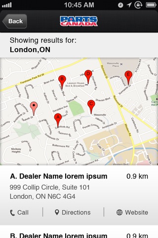 Parts Canada Dealer Locator screenshot 2