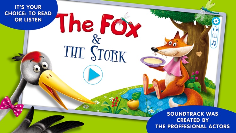 Fairy tales for children: Fox and Stork.