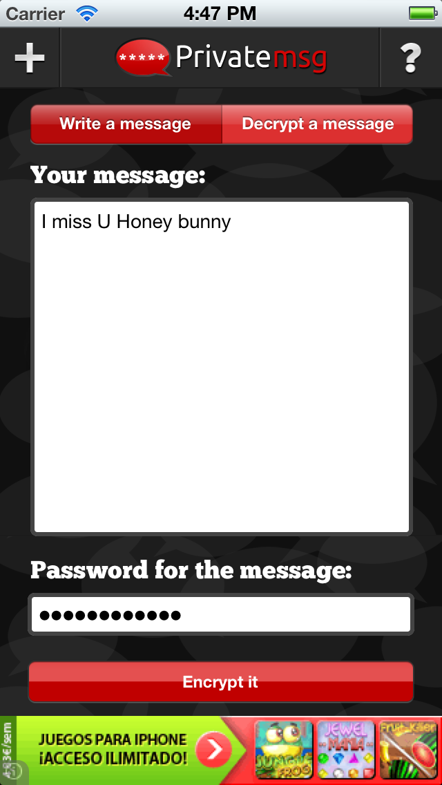 PrivateMSG - Encrypt & decrypt Textsのスクリーンショット1 PrivateMSG - Encrypt & decrypt Textsのスクリーンショット1