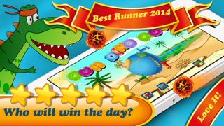 Screenshot #1 pour Run Dino Run 2: jouer un bébé dinosaure de TRex course mignon et drôle dans un parc mondial jurassique préhistorique - nouveau jeu gratuit de HD pour iPad par jeux Tiltan