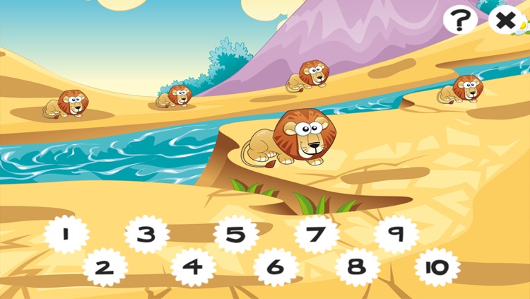 Savannah counting game for children: Learn to count the numbers 1-10 with safari animals