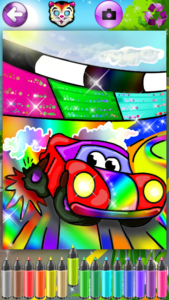 Screenshot #1 pour Voitures: coloriage a colorier pour les garçons 2 - crayon jeux et animé dessin à imprimer de cars et véhicule: finn jeu pour les enfants