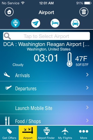 Washington National Airport (DCA/IAD/BWI) Flight Tracker Radar all DC area airports Dulles Baltimore Reagan screenshot 2