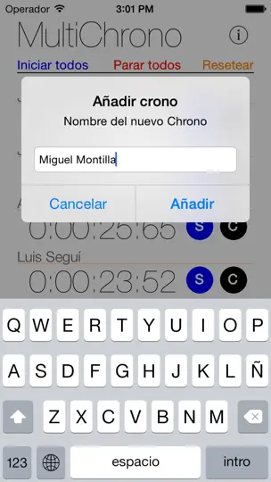 Captura de pantalla de MultiChrono en iPhone 2