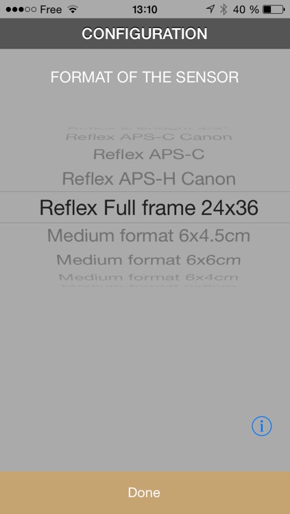 IDoFcalculate - calculator depth of field with auto focus distance measurement