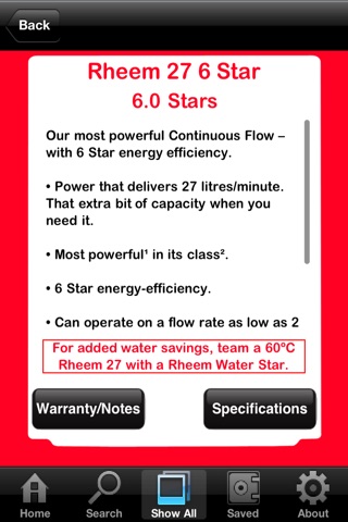 Rheem Continuous Flow Selector screenshot 3