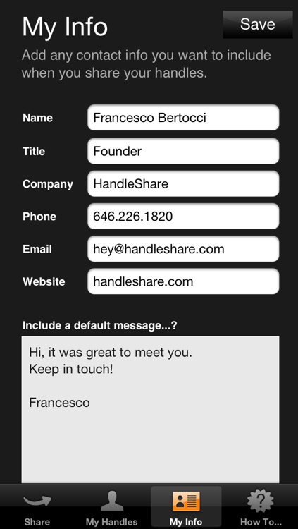 HandleShare: The easy way to share your social network handles and names screenshot-3