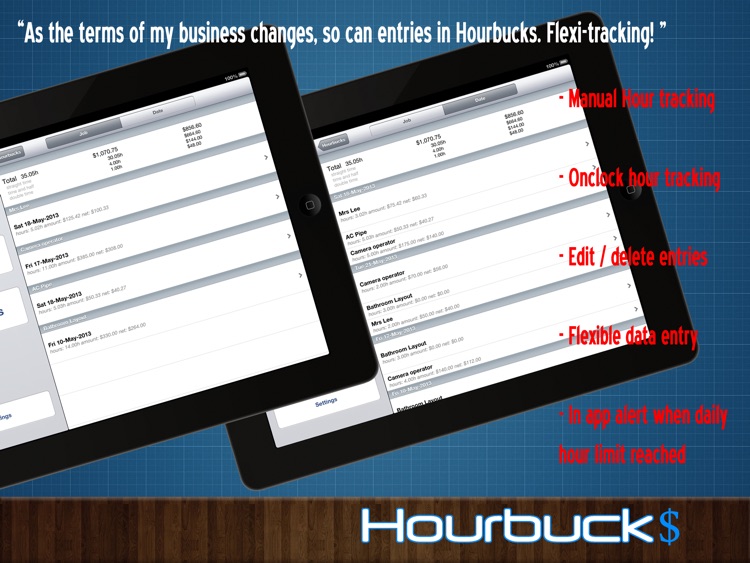 Hourbucks HD - Hours Tracker, Timesheet and Timetracker