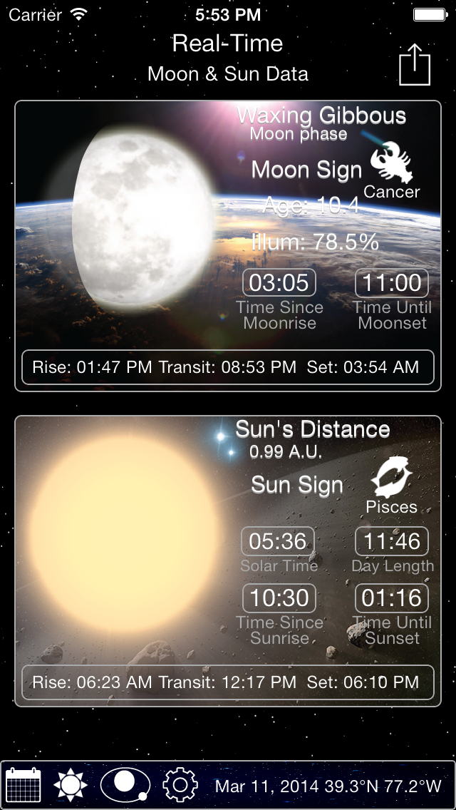 Screenshot #2 pour Solar Moon - Phase Calendar & Sun Info Tracker