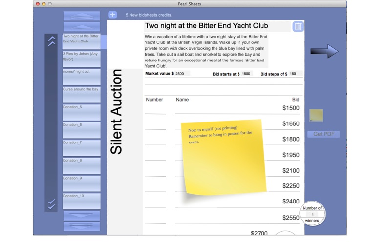 Pearl Silent Auction Bid Sheets thumbnail 1